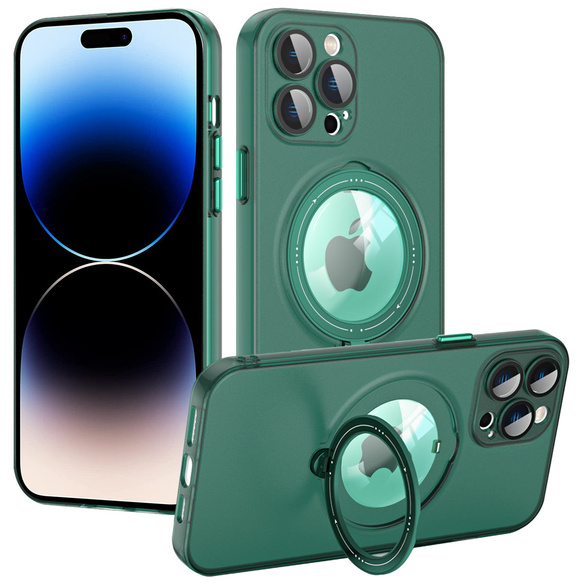 For iPhone 14 Pro Max Convex Lens Ring Kickstand Anti-drop Case PC TPU Phone Cover Compatible with MagSafe For iPhone 14 Pro Max Convex Lens Ring Kickstand Anti-drop Case PC TPU Phone Cover Compatible with MagSafe